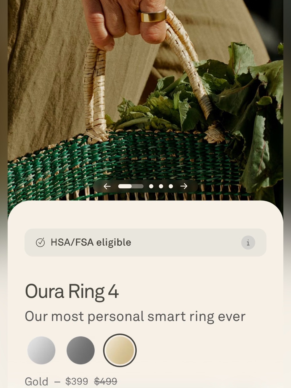Gold Oura Ring 4 - Size 7 NWT